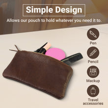 Load image into Gallery viewer, Leather Makeup Pouch and Cosmetic Bag
