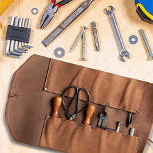 Load image into Gallery viewer, Leather Tool Organizer Roll Up Storage
